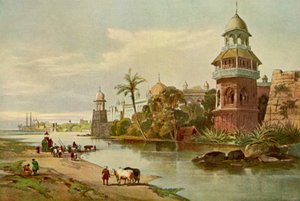 デリー-川から見た王宮、1840年代、1901年。 作： Charles Stewart Hardinge