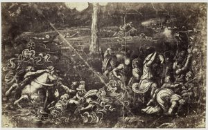 イスラエルが紅海を通過した後、軍隊を溺死させるラファエロの絵の複製写真 作： Charles Thurston Thompson