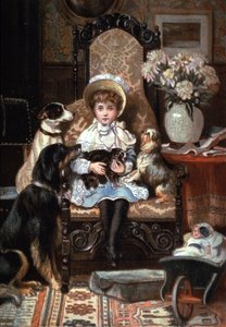 Doddy e seu animal de estimação, c.1885 (ilustração) 作： Charles Trevor (after) Garland