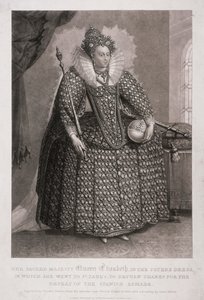 笏とオーブを持つエリザベス女王、1868年 作： Charles Turner