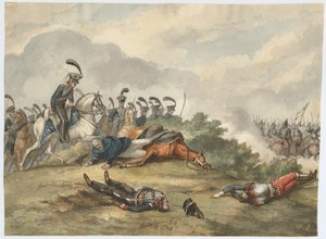 1815 年 6 月 16 日、1818 年 6 月 16 日のリニーの戦いでのブリューヒャー元帥 作： Charles Turner Warren
