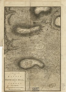 1794年4月25日、ロンドンで出版されたカムデン近郊のホブカークスの丘の戦いのスケッチ、1794年 作： Charles Vallancey