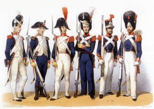 フランス陸軍、州兵（歩兵）の制服 18-19世紀、シャルル・ヴェルニエ（1831-1887）によるエングレーヴィング。 作： Charles Vernier
