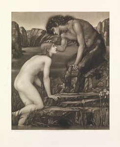 パンとプシュケ（紙に印刷されたメゾチント） 作： Charles W. Campbell