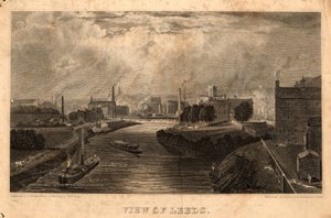 J. Cousenが1827年以前に彫ったリーズの眺め（彫刻 作： Charles West (after) Cope