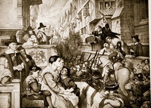 電車の隊員たちがロンドンを去る、「ハッチンソンのイギリス国民の物語」、1923年頃のイラスト 作： Charles West Cope