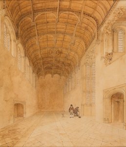 クロスビー・ホール（No.2）1818年頃（紙に水彩画） 作： Charles Wild