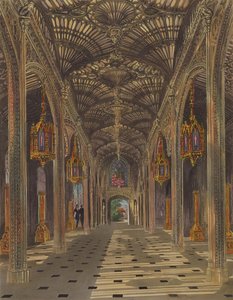 トーマスサザーランド（b.1785）によって彫刻された1819年に出版されたウィリアムヘンリーパイン（1769-1843）による「ロイヤルレジデンスの歴史」の音楽院、カールトンハウス 作： Charles Wild
