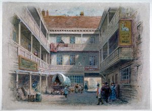 ホワイトハートインの中庭、バラハイストリート、サザーク、ロンドン、c1860 作： Charles Wilkinson