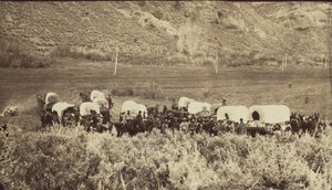 モルモン移民列車、エコー キャニオン、カリフォルニア州。 1870年。 作： Charles William Carter