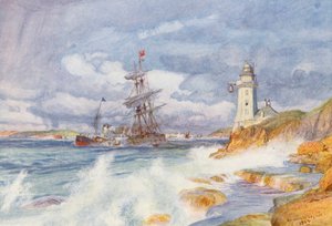 ファルマス港入り口（カラーリトグラフ） 作： Charles William Wyllie
