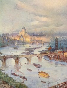 ナショナル・リベラル・クラブから見たロンドン市街（カラーリトグラフ） 作： Charles William Wyllie
