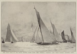 ロイヤルテムズヨットクラブ、イヴェルナ、流星、メイドマリアンのホームレースの最初のレース 作： Charles William Wyllie