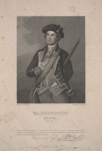 1772年のワシントン、アンソン・ディキンソンが描いた1833年頃（鋼版画） 作： Charles Willson (after) Peale