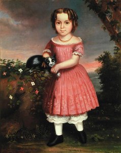 猫をなでる子供の肖像 作： Charles Winter