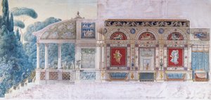ホーテンスドゥボーアルネ（1783-1837）のシャンゼリゼにあるホテルパティキュリエのデザイン、オランダの女王（紙のトイレ） 作： Charles and Fontaine Percier