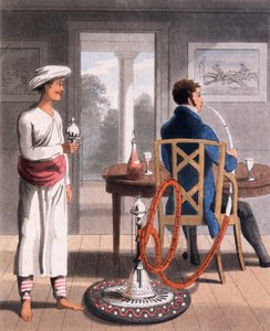 1813年の水ギセルBurdahまたはPipe Bearerを持つ紳士