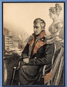 ミハイル・ヴォロンツォフ伯爵（1782-1856）の肖像（M.ヴォロンツォフ伯爵の肖像）。 カール・フォン・ハンペイン (1794 年 - 1880 年以降) の作品、紙に鉛筆と水彩、1820 年頃。 ロシア美術 作： Charles de Hampeln