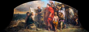 皇帝アウグストゥス (紀元前 63 年 - 西暦 14 年)、ミセネ (イタリア) の港を建設 (アウグストゥスがミセノ港を建設) - シャルル・ド・ラ・フォッセ (1636-1716) による絵画、キャンバスに油彩 (200x350 cm)