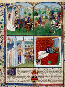 Tristan の小説のイラスト: 開始、トーナメント、および死。 Master Dit De Charles Du Maine (ca. 1450 - 1460) のミニチュア。 シャンティイ、コンデ美術館 作： Charles du Maine Master