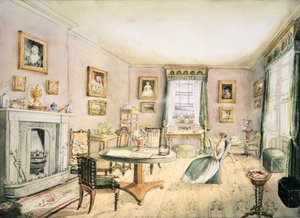 応接室、イーストウッド、干し草、インテリアアルバム、1843年からf54 作： Charlotte Bosanquet