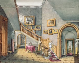 階段、Strood Park、An Album of Interiors、1843年からのf26 作： Charlotte Bosanquet