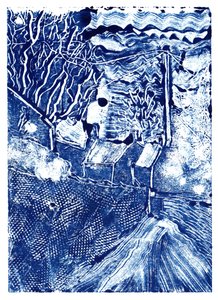 早朝の散歩、2019年（モノプリント） 作： Charlotte Orr