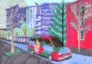 Koloniestraße、結婚式、2017年（筆ペン） 作： Charlotte Orr