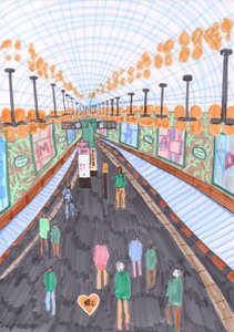 メルキッシュ美術館 U バーン、2017 年 (筆ペン) 作： Charlotte Orr