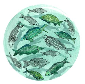 小さな魚の大きな池、2018年（ペンとインク、水彩とデジタル） 作： Charlotte Orr