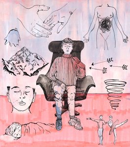 セラピーイラスト、2018年（インクとアクリル） 作： Charlotte Orr