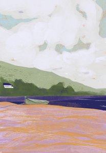 静かな海岸沿いのボート 作： 