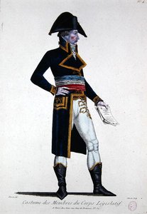 1800年頃のフランス第一共和国における立法委員会のメンバーの衣装（彩色済み彫刻） 作： Chataignier Chataignier