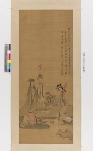 誕生日を祝う不死者（シルクにインクと色） 作： Chen Hongshou
