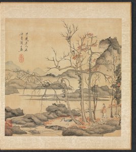 古代の巨匠の後の絵画: 秋の風景の中の道士と鶴 作： Chen Hongshou