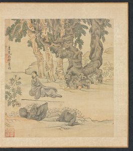 古代の巨匠の後の絵画：風景の中の中清の肖像、1598-1652年。