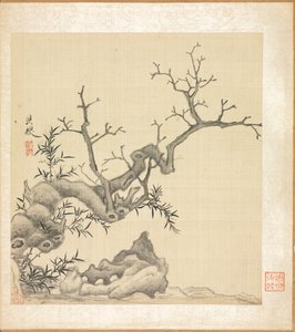 古代の巨匠による絵画: 岩、古木、竹 作： Chen Hongshou