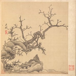 古代の巨匠の後の絵画：ロック、オールドツリー、バンブー、1598-1652。 作： Chen Hongshou