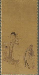 仏陀を崇める龍王、明代、17世紀前半～中頃。 作： Chen Hongshou