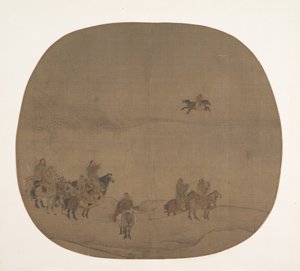 ハヤブサと狩りをする遊牧民、13 世紀初頭。 作： Chen Juzhong