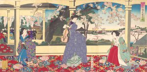 舞踏会 上野東武会で花見を楽しむ 上野の丘遊覧の図 1887年3月.