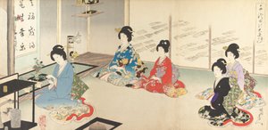 千代田大御所 No.20 順番に生け花… 1895年8月 作： Chikanobu Yoshu