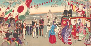 上野公園で開催された第3回内国勧業博覧会への皇后の訪問…、1889年。