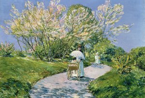 公園の散歩 (オイル) 作： Childe Frederick Hassam