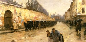 タクシー乗り場、Rue Bonaparte、パリ 作： Childe Frederick Hassam