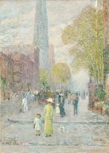 大聖堂の尖塔、春の朝 作： Childe Frederick Hassam