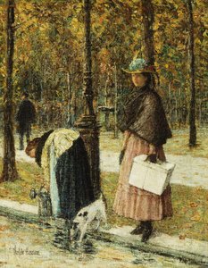 夜、シャンゼリゼ (ルーヴル美術館近く) 作： Childe Frederick Hassam