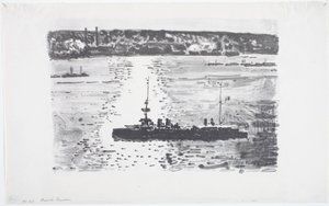 フランス巡洋艦 (litho) 作： Childe Frederick Hassam