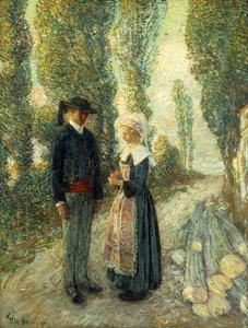 ブルターニュでは、イブニングアワー、ポン・アヴァン 作： Childe Frederick Hassam