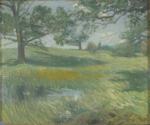 牧草地、1900-10年頃（キャンバスにパステル）